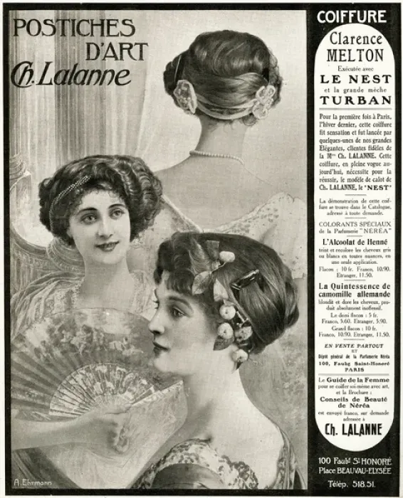 Framed Print : Advert for Ch. Lalanne womens hairstyles 1909 Framed Print : Advert for Ch. Lalanne womens hairstyles 1909