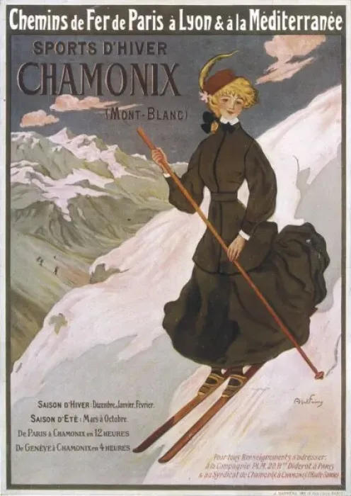 Framed Print : Ad for Chamonix Skiing Framed Print : Ad for Chamonix Skiing