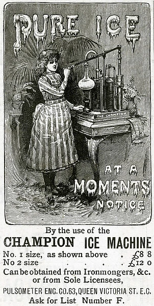 Advert for Champion Ice Machine 1889