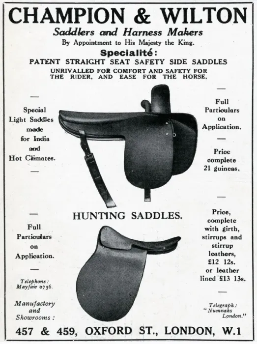 Framed Print : Advert for Champion & Wilson, saddlers & harness makers 1927 Framed Print : Advert for Champion & Wilson, saddlers & harness makers 1927