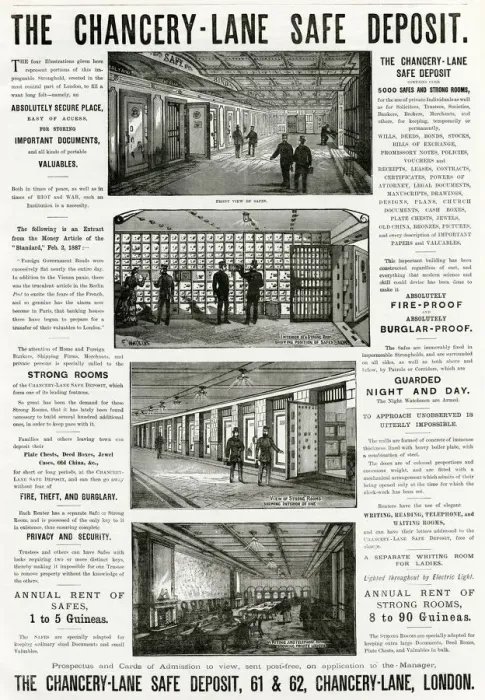 Framed Print : Advert for Chancery Lane Safe Deposit 1887 Framed Print : Advert for Chancery Lane Safe Deposit 1887