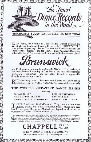 Advert for Chappell music dance records, 1925