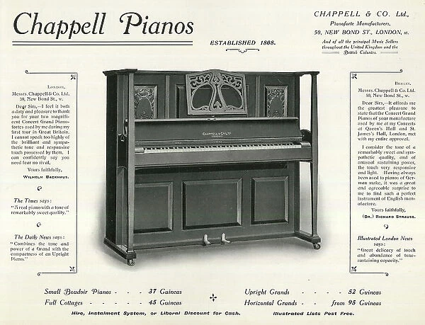 Advert for Chappell Pianos, London