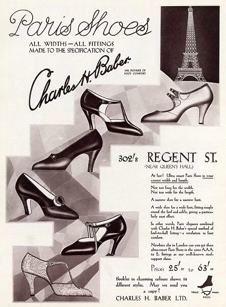 Advert for Charles H. Baber ladies footwear 1929