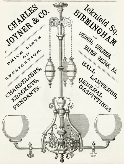 Framed Print : Advert for Charles Joyner & Co. lighting 1888 Framed Print : Advert for Charles Joyner & Co. lighting 1888