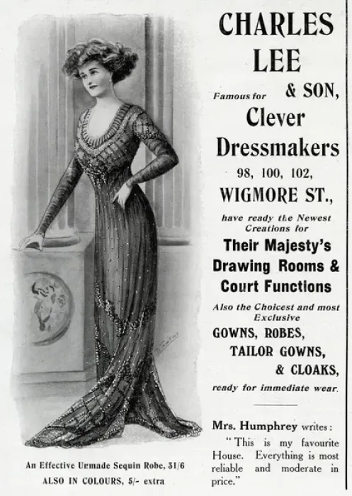 Framed Print : Advert for Charles Lee & Son dressmakers 1909 Framed Print : Advert for Charles Lee & Son dressmakers 1909