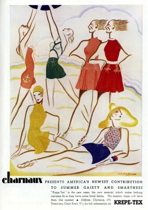 Framed Print : Advert for Charnaux womens beachwear 1935 Framed Print : Advert for Charnaux womens beachwear 1935