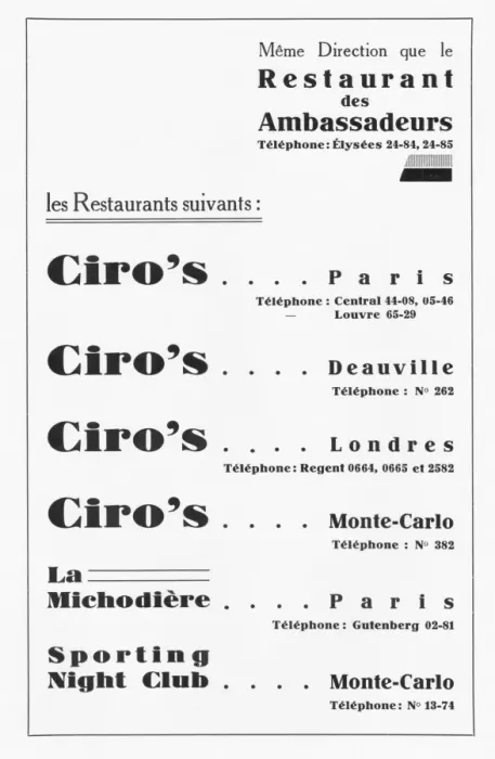 Framed Print : Advert for Ciros restaurant chain, 1930 Framed Print : Advert for Ciros restaurant chain, 1930