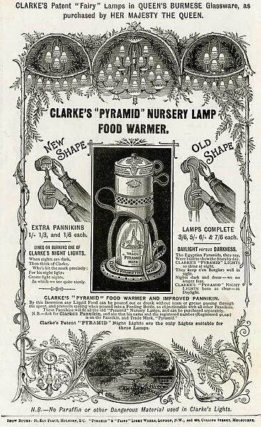 Advert for Clarkes babies food warmer 1892