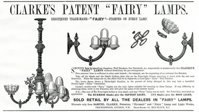 Framed Print : Advert for Clarkes Patent Fairy lamps 1888 Framed Print : Advert for Clarkes Patent Fairy lamps 1888