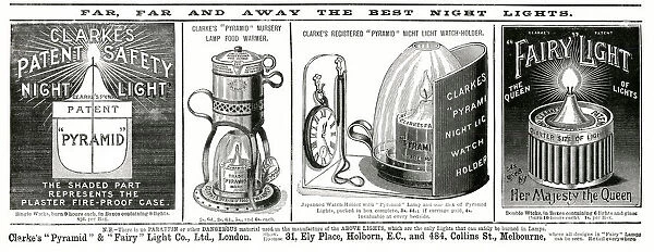 Advert for Clarkes patent safety night light 1892