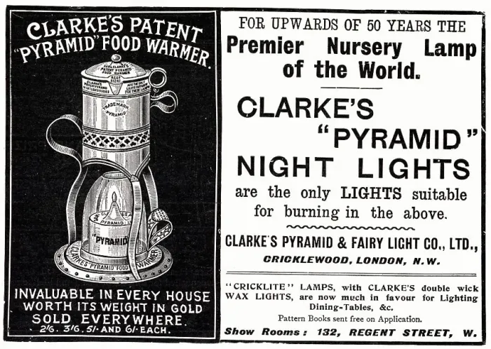 Framed Print : Advert for Clarke's Pyramid Food Warmer 1904 Framed Print : Advert for Clarke's Pyramid Food Warmer 1904
