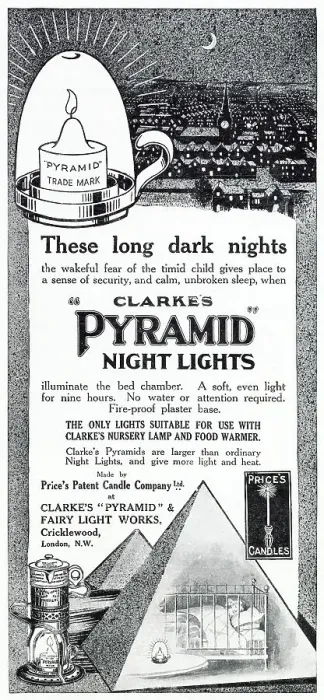 Framed Print : Advert for Clarke's Pyramid Night Lights 1912 Framed Print : Advert for Clarke's Pyramid Night Lights 1912