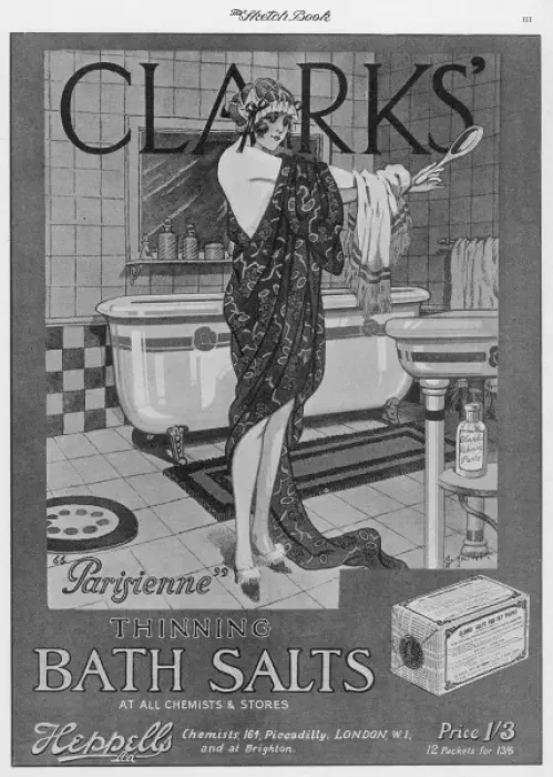 Framed Print : An advertisement for Clarks slimming bath salts Framed Print : An advertisement for Clarks slimming bath salts