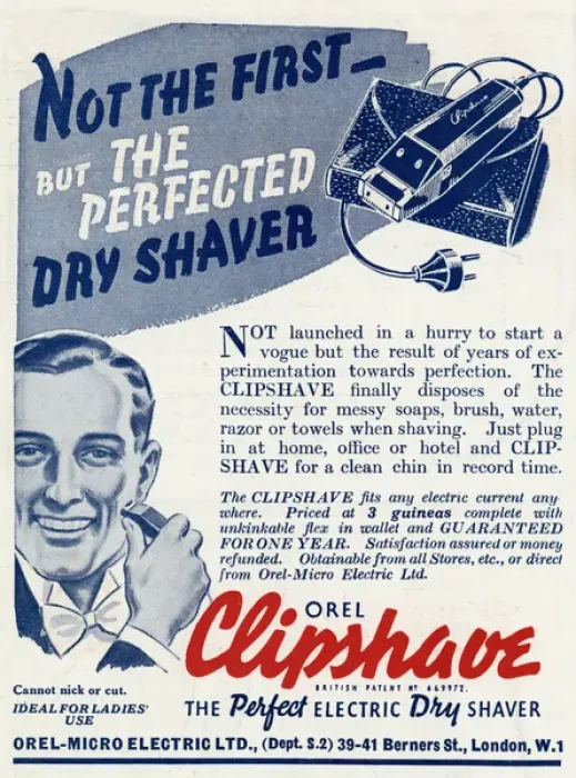 Framed Print : Advert for Clipshaver eletric dry shaver 1937 Framed Print : Advert for Clipshaver eletric dry shaver 1937
