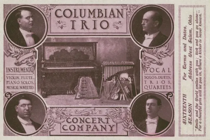 Framed Print : Advert for Columbian Trio Concert Company, Ohio, USA Framed Print : Advert for Columbian Trio Concert Company, Ohio, USA