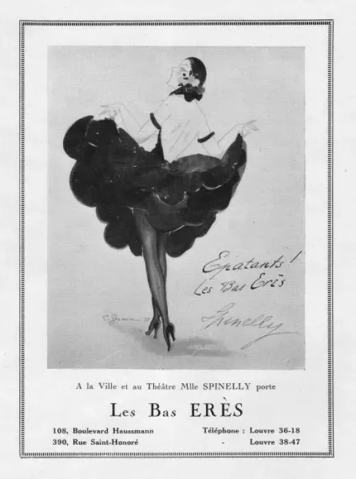 Framed Print : Advert for costume for Spinelly by Les Bas Eres, 1922, Paris Framed Print : Advert for costume for Spinelly by Les Bas Eres, 1922, Paris