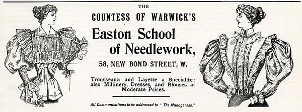 Advert for Countess of Warwicks Easton 1896