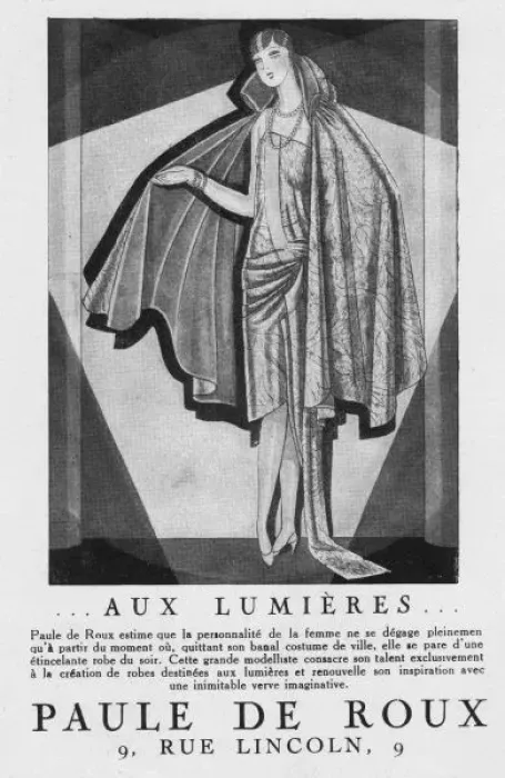 Framed Print : Advert for couture by Paul de Roux, 1928, Paris Framed Print : Advert for couture by Paul de Roux, 1928, Paris