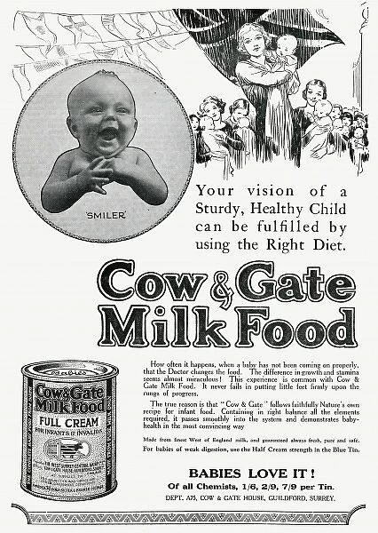 Advert for Cow & Gate formula milk food 1928