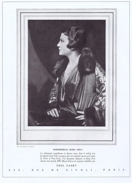 Framed Print : Advert for a creation by Paul Caret for Maria Kieva, Paris Framed Print : Advert for a creation by Paul Caret for Maria Kieva, Paris