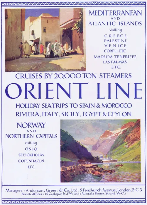 Framed Print : Advert for cruises on the Orient Line, 1927 Framed Print : Advert for cruises on the Orient Line, 1927