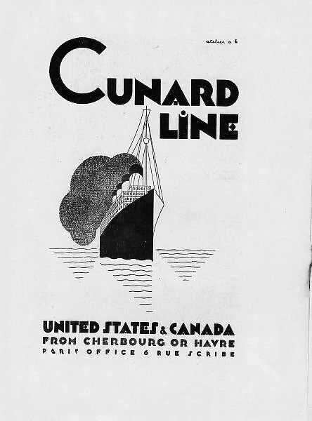 Advert for Cunard Line, 1927, Paris