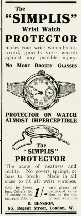 Framed Print : Advert for D. Bensson wrist watch protector 1916 Framed Print : Advert for D. Bensson wrist watch protector 1916