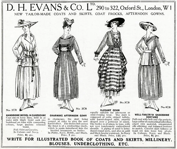 Advert for D. H Evans womens clothes 1917
