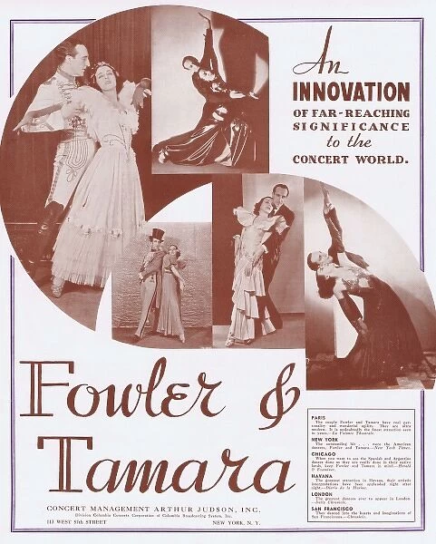 Advert for the dancing team of Fowler and Tamara, New York