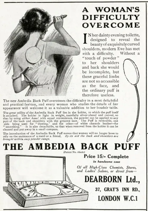 Framed Print : Advert for Dearborn Ltd, the Ambedia Back Puff 1922 Framed Print : Advert for Dearborn Ltd, the Ambedia Back Puff 1922