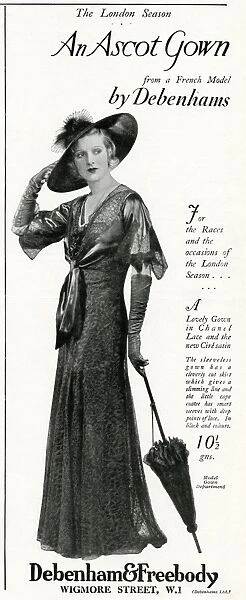 Advert for Debenham & Freebody ascot gown 1933