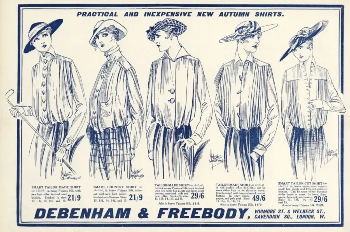 Framed Print : Advert for Debenham & Freebody autumn blouses 1915 Framed Print : Advert for Debenham & Freebody autumn blouses 1915