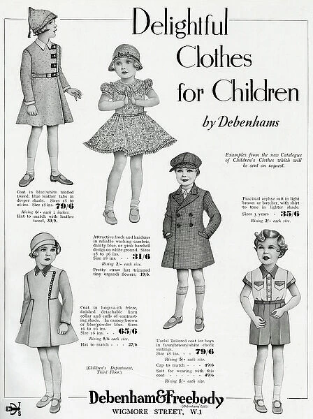 Advert for Debenham & Freebody childrens clothes 1937