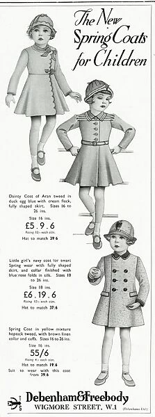 Advert for Debenham & Freebody childrens spring coats 1937