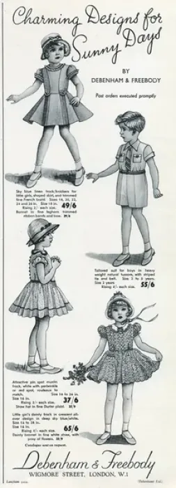 Framed Print : Advert for Debenham & Freebody childrens summer wear 1939 Framed Print : Advert for Debenham & Freebody childrens summer wear 1939