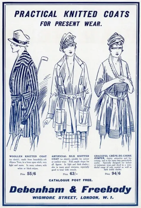 Framed Print : Advert in Debenham & Freebody knitted coats 1917 Framed Print : Advert in Debenham & Freebody knitted coats 1917