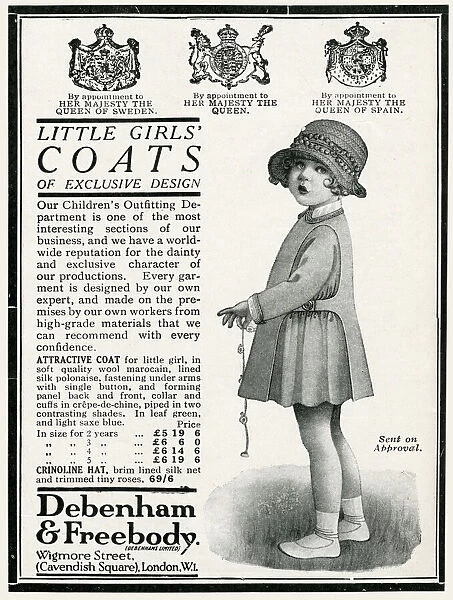 Advert for Debenham & Freebody little girls coats 1924