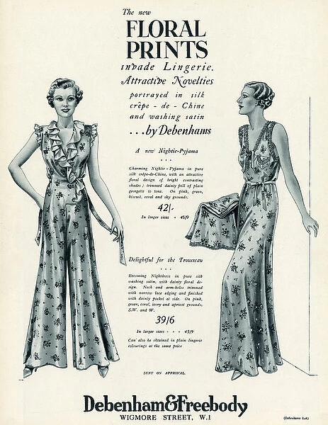 Advert for Debenham & Freebody pyjamas and nightdresses 1934