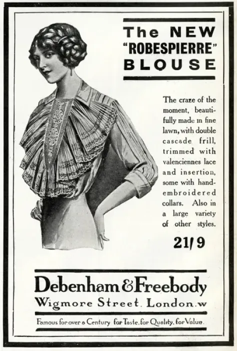 Framed Print : Advert for Debenham & Freebody robespierre blouse 1912 Framed Print : Advert for Debenham & Freebody robespierre blouse 1912