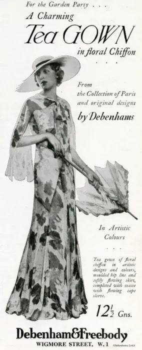 Framed Print : Advert for Debenham & Freebody tea gown 1933 Framed Print : Advert for Debenham & Freebody tea gown 1933