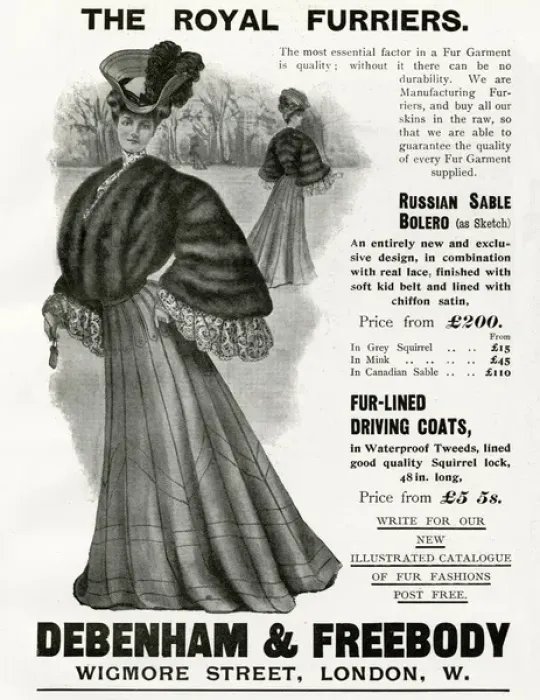 Framed Print : Advert for Debenham & Freebody womens fur garments 1905 Framed Print : Advert for Debenham & Freebody womens fur garments 1905