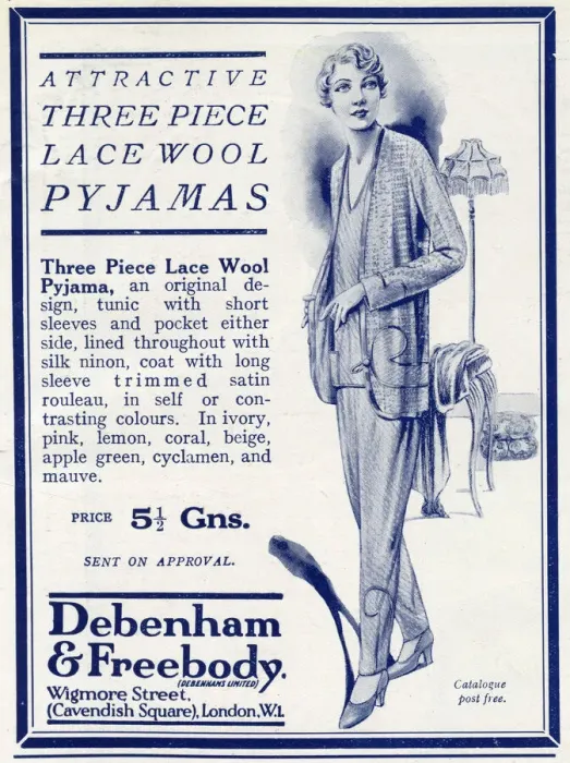 Framed Print : Advert for Debenham & Freebody womens pyjamas 1927 Framed Print : Advert for Debenham & Freebody womens pyjamas 1927