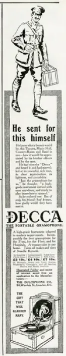 Framed Print : Advert for Decca portable gramophone 1916 Framed Print : Advert for Decca portable gramophone 1916