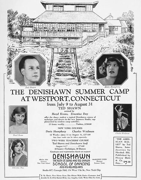 Advert for the Denishawn Summer camp at Westport Connecticut