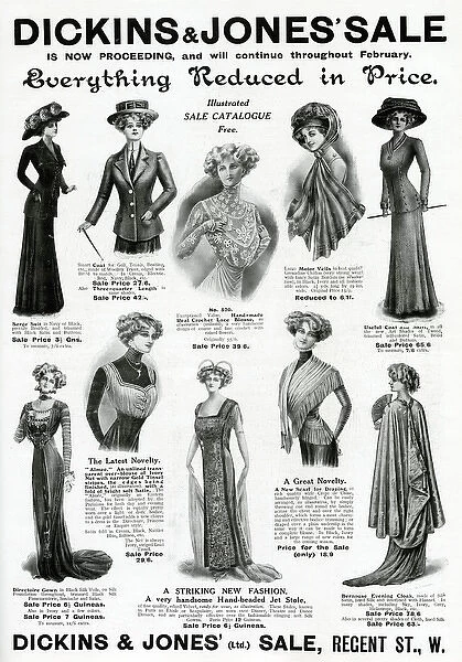 Advert for Dickins & Jones clothing winter sale 1909