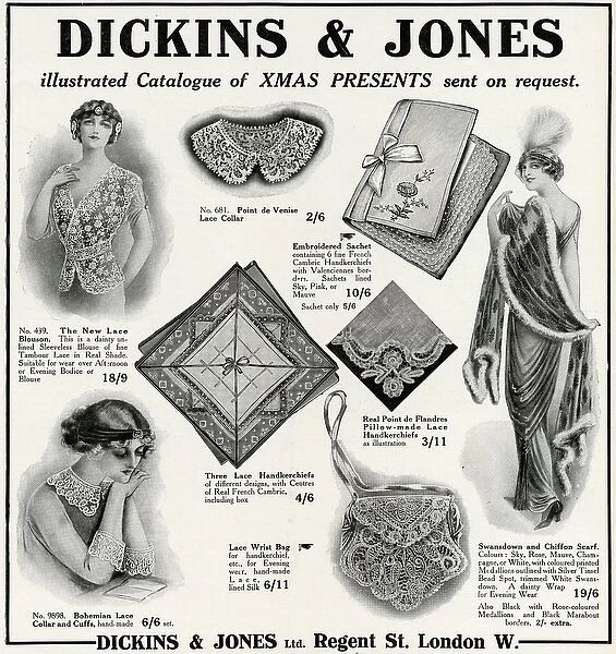 Advert for Dickins & Jones lace items 1912