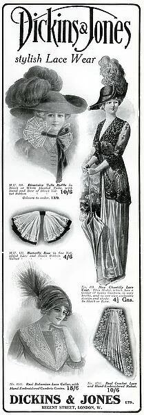 Advert for Dickins & Jones stylish lace wear 1912