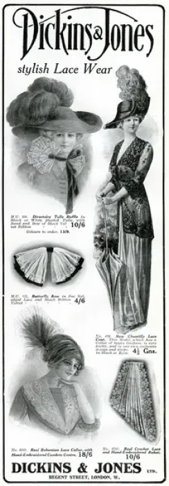 Framed Print : Advert for Dickins & Jones stylish lace wear 1912 Framed Print : Advert for Dickins & Jones stylish lace wear 1912