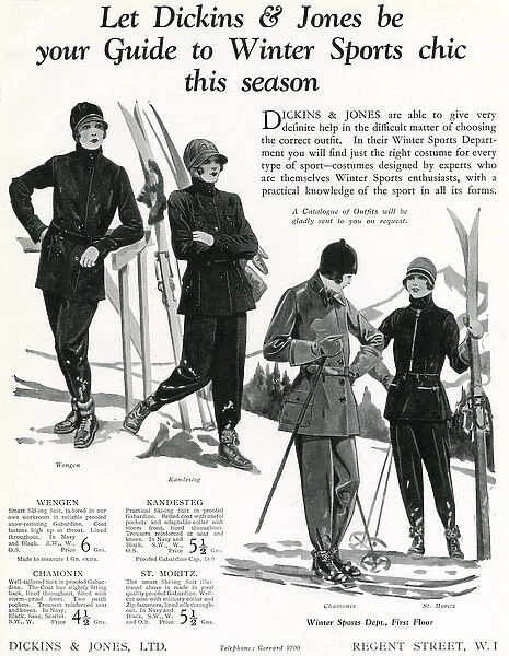 Advert for Dickins & Jones womens winter sports wear 1928
